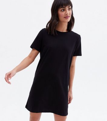 Black Jersey Short Sleeve T-Shirt Dress ...